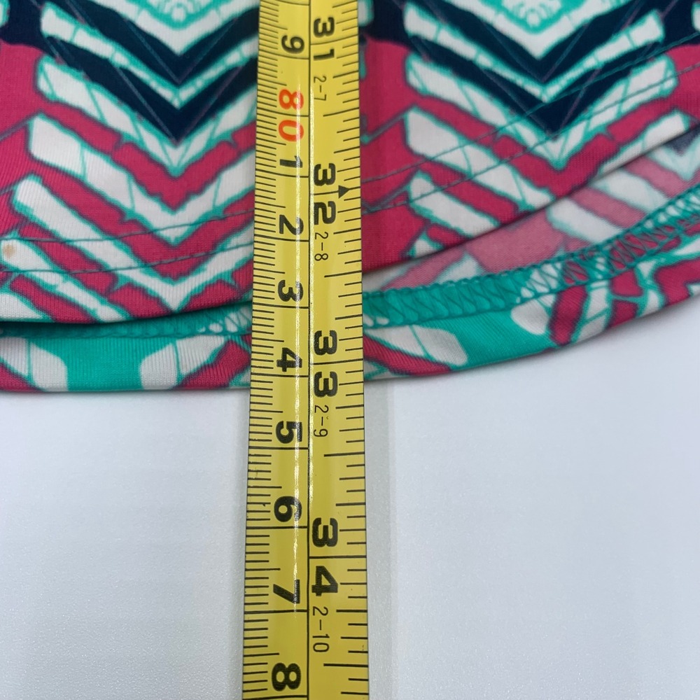 Tracy Negoshian Shift Dress Womens XS Pink Teal Geometric Chevron 3/4 Sleeve - Picture 7 of 7